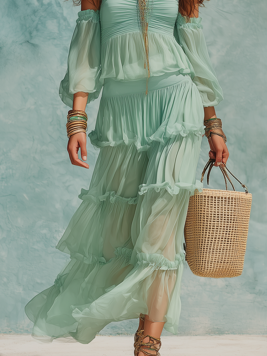 Chelsea Monroe ™ | Fresh Mint Green Ruffled Skirt Set