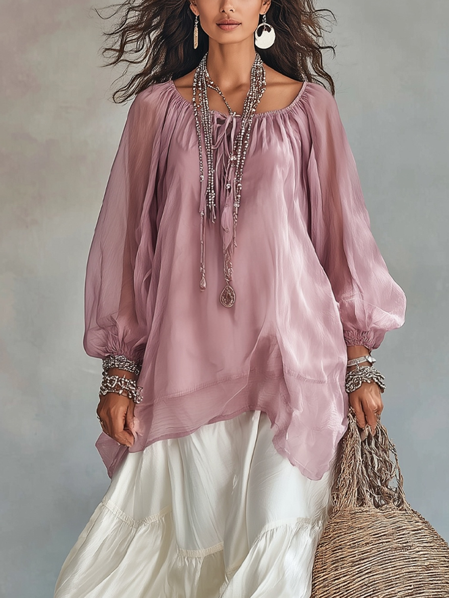 Chelsea Monroe ™ | Bohemian Chiffon Top And Satin Skirt