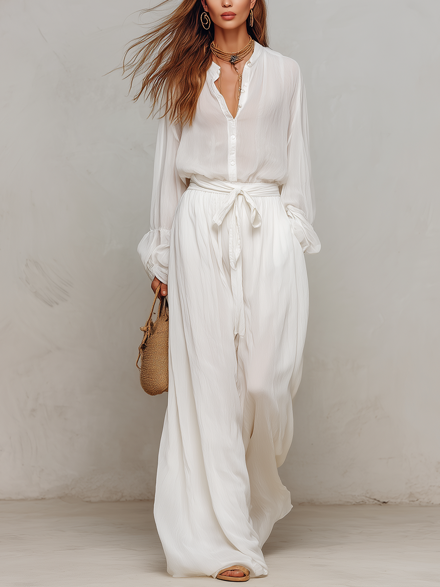 Effortless Ivory Lightweight Chiffon Set