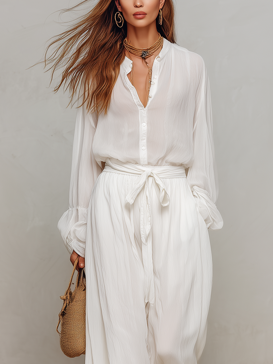 Effortless Ivory Lightweight Chiffon Set
