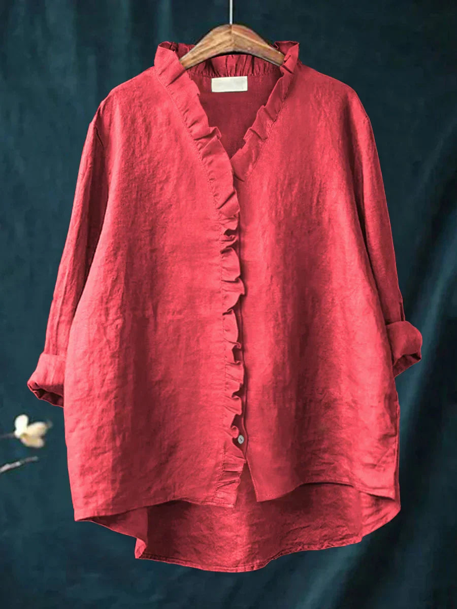 Lily | Casual Shirt with Ruffles in Cotton and Linen