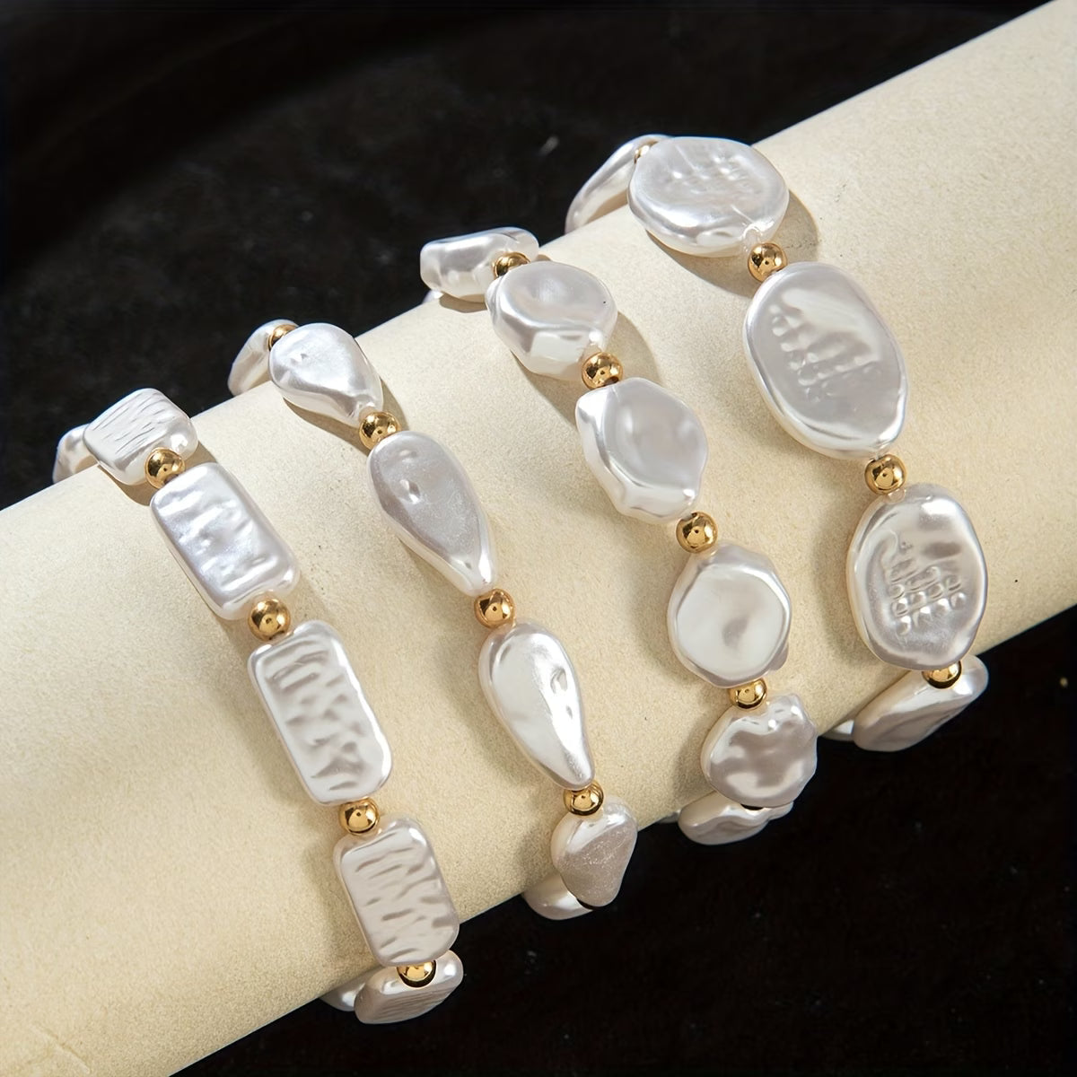 VALORA | PEARL STATEMENT BRACELET SET OF 4
