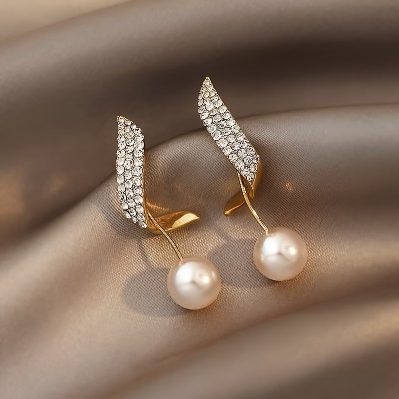 LARKSPUR | CRYSTAL PLUME PEARL EARRINGS