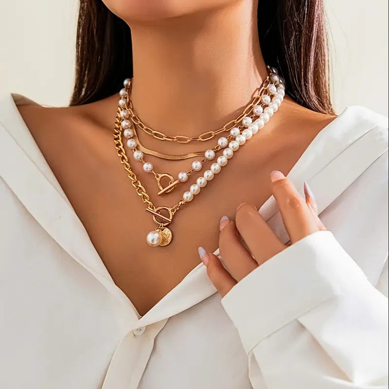 NOVARA | MODERN PEARL LAYERED NECKLACE SET