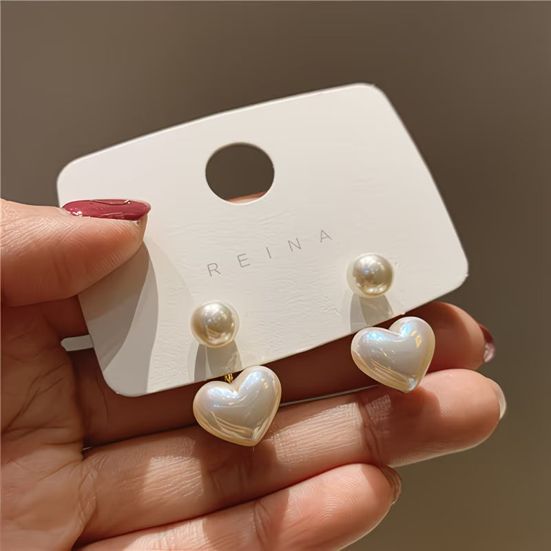 ARABELLA | DOUBLE PEARL HEART EARRINGS