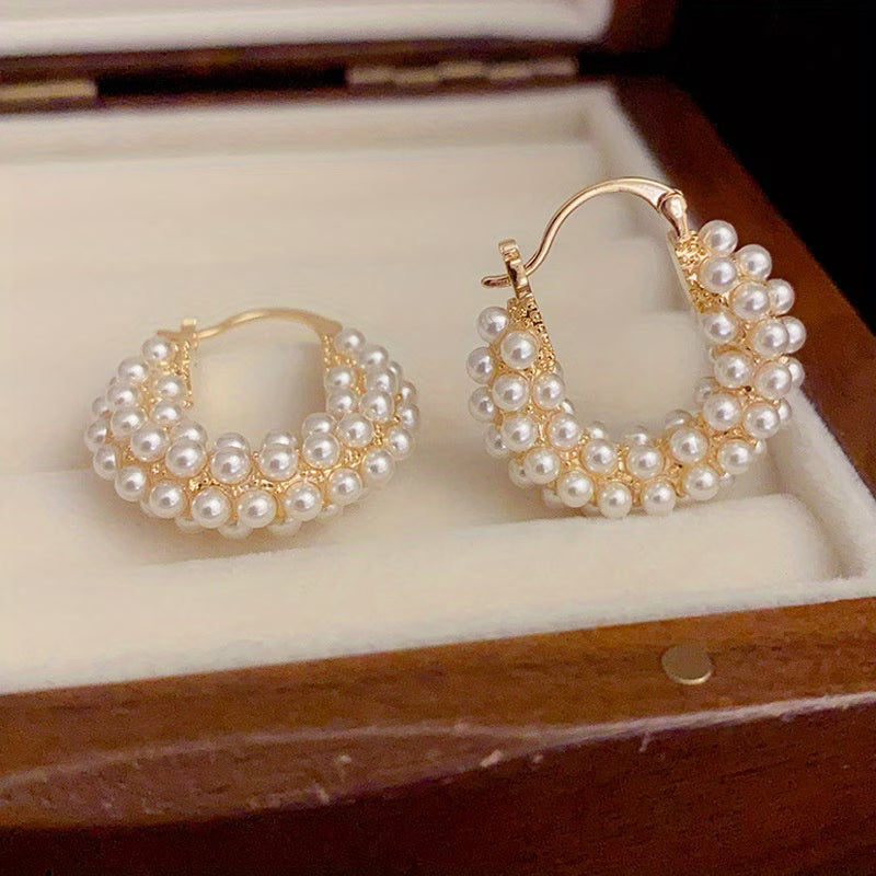 LYANNA | LAYERED PEARL HOOP EARRINGS