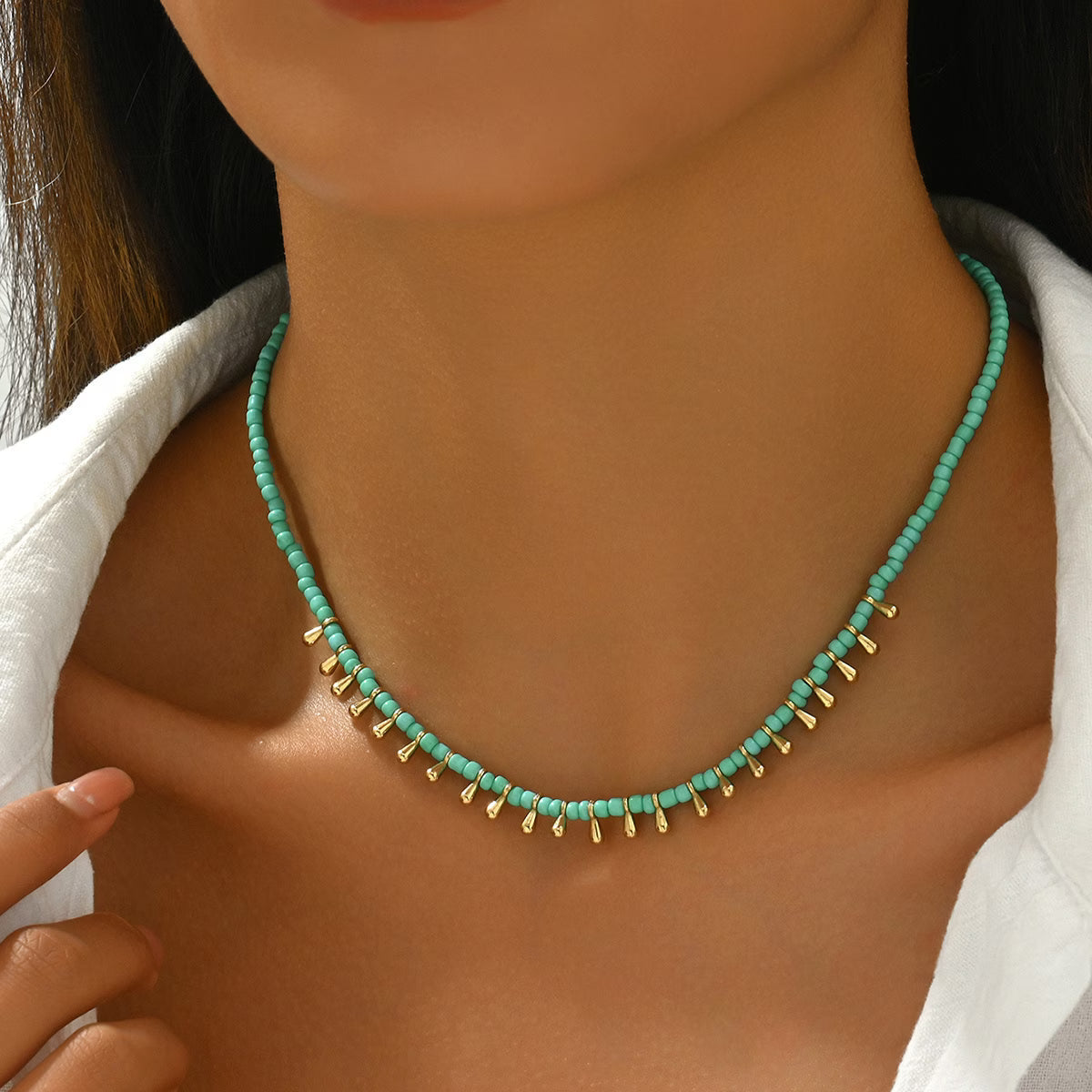 AZURA | MINIMAL TURQUOISE AND GOLD NECKLACE