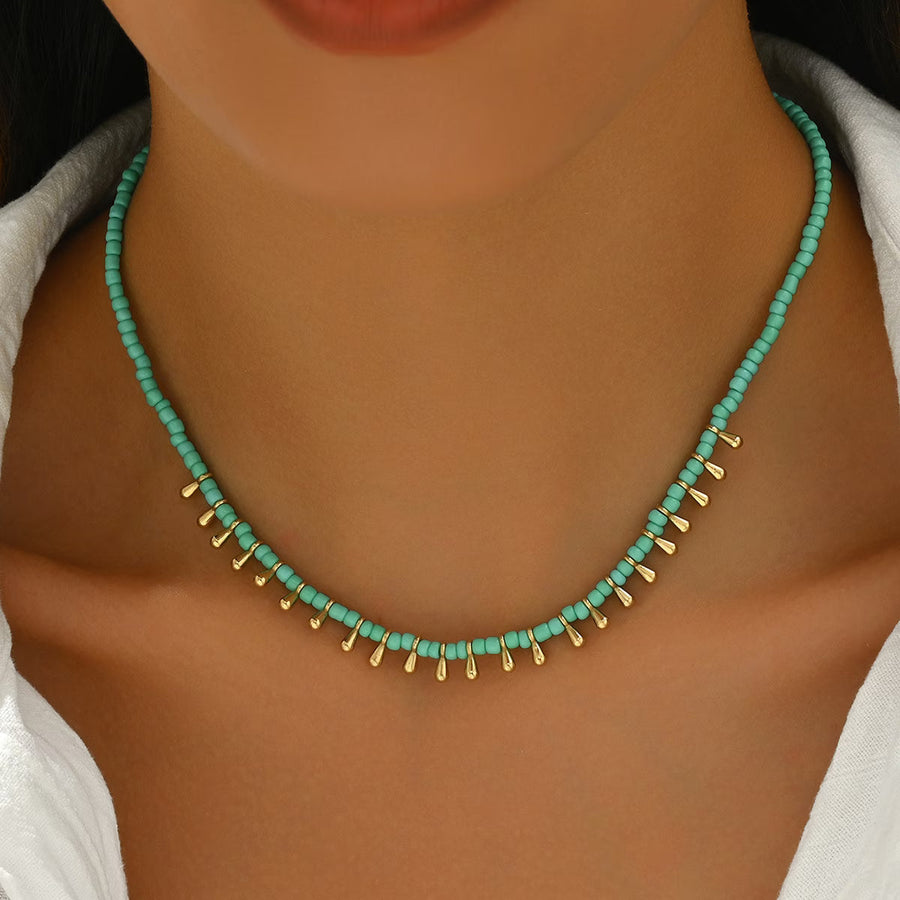 AZURA | MINIMAL TURQUOISE AND GOLD NECKLACE