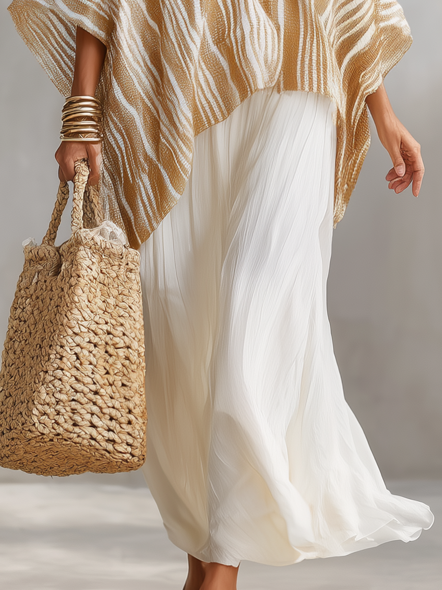 Chelsea Monroe ™ | Textured Poncho & Maxi Skirt Set