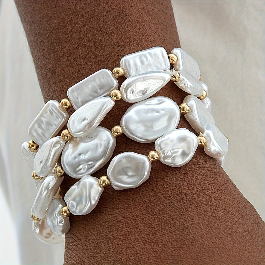 VALORA | PEARL STATEMENT BRACELET SET OF 4