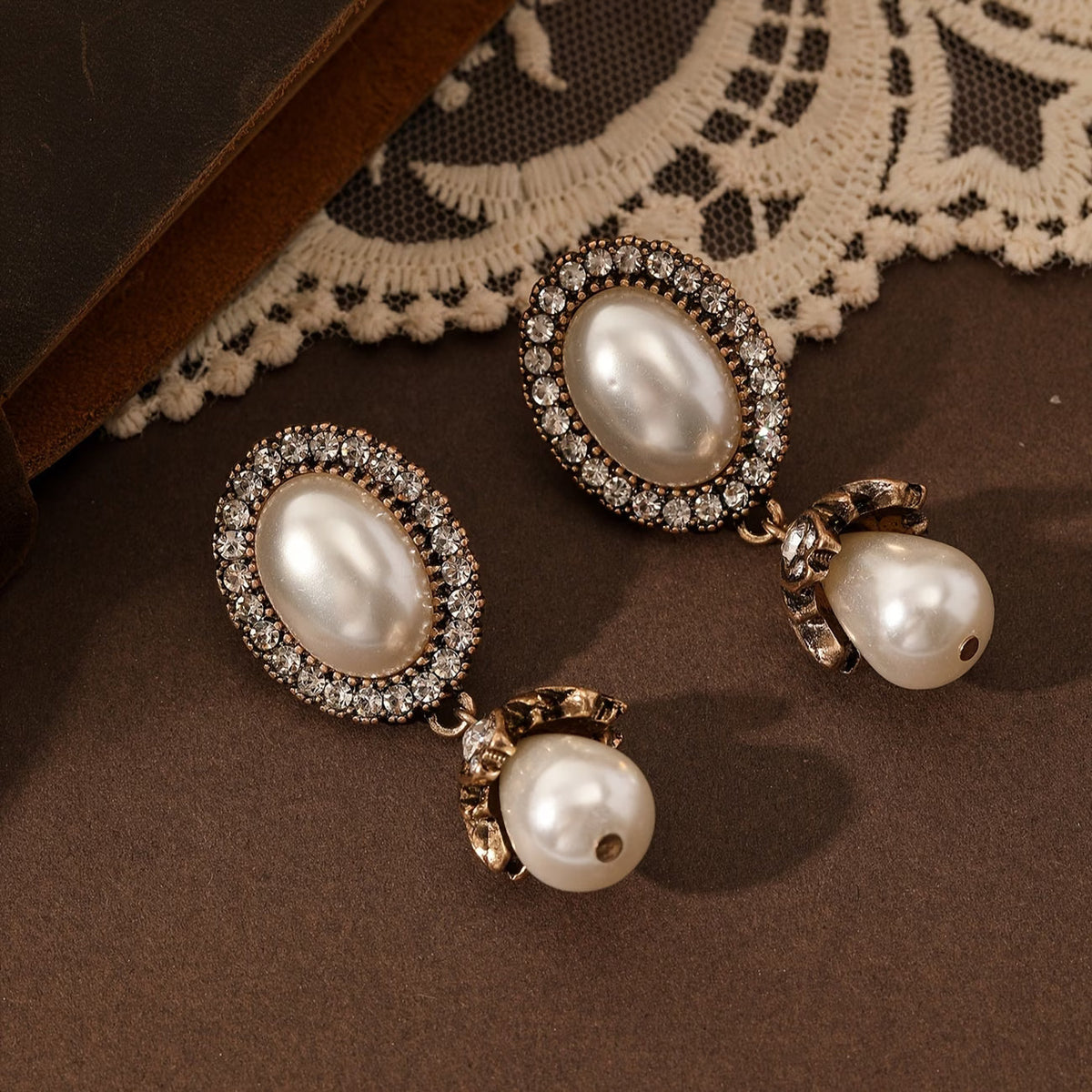 ELOISE | VINTAGE PEARL FRAME DROP EARRINGS