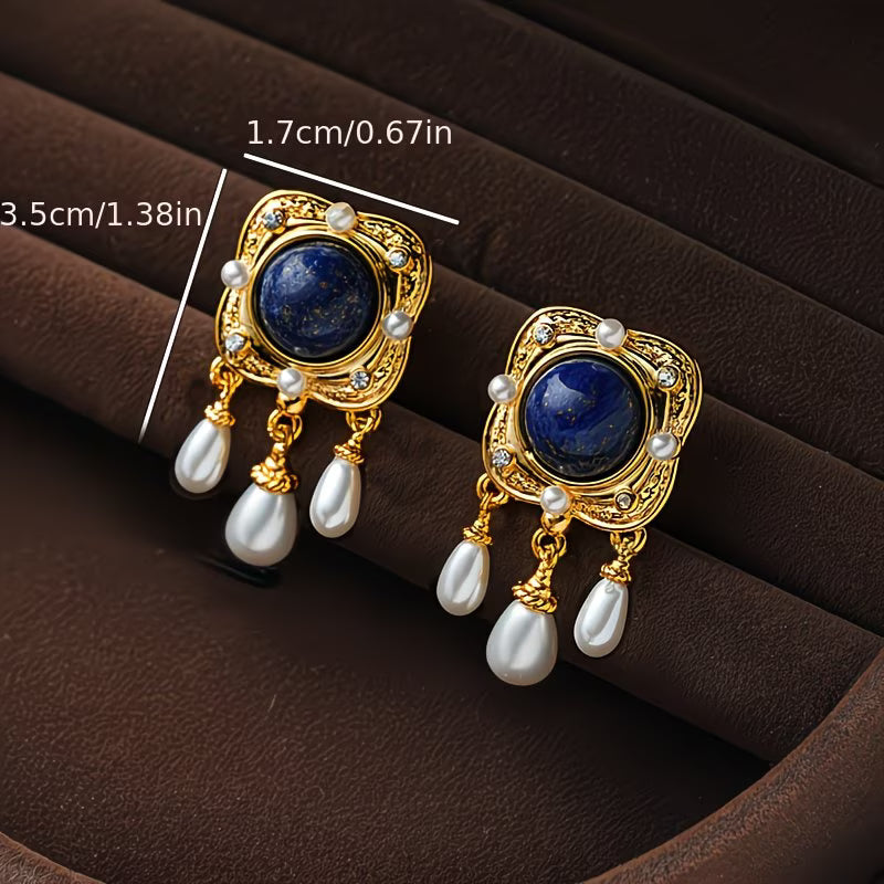 SAPPHIRA | ROYAL BLUE PEARL CHANDELIER EARRINGS