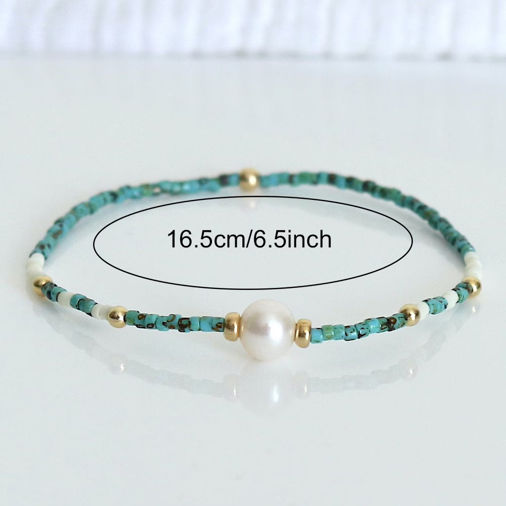 TESSA | MINIMAL TURQUOISE AND PEARL BRACELET