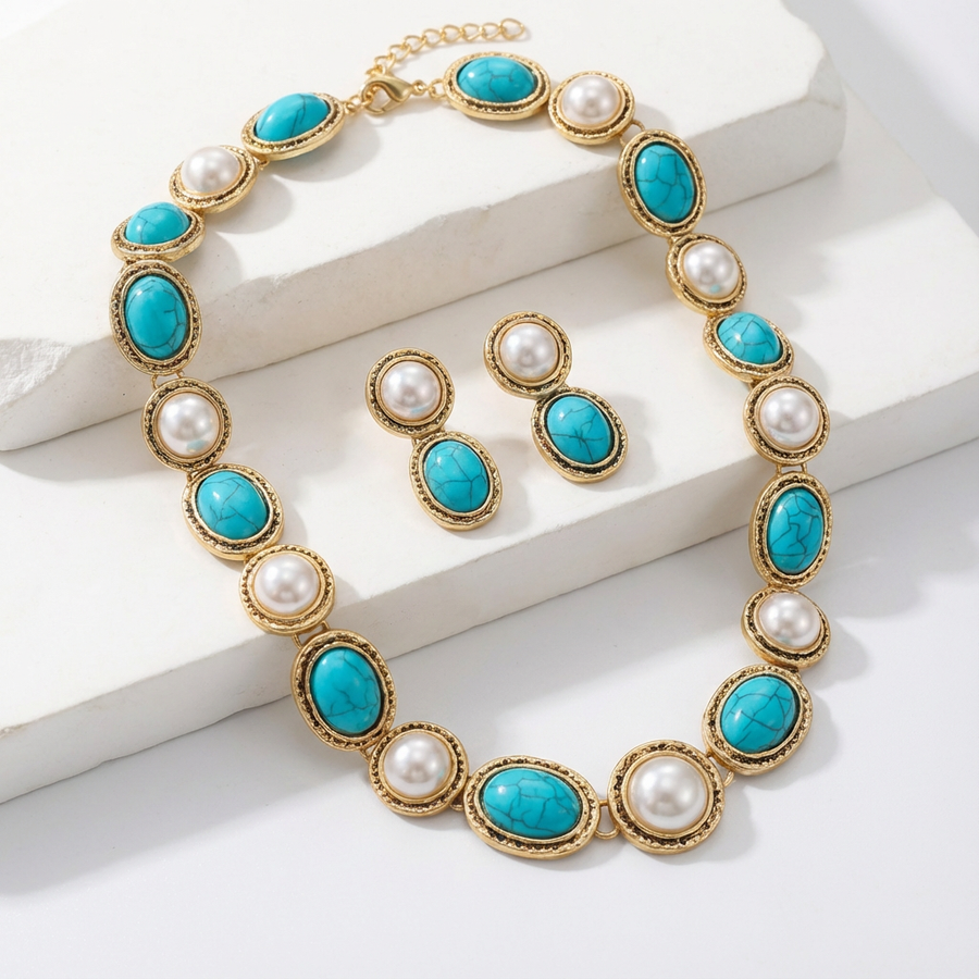 TURQUESSA | ANTIQUE TURQUOISE PEARL SET