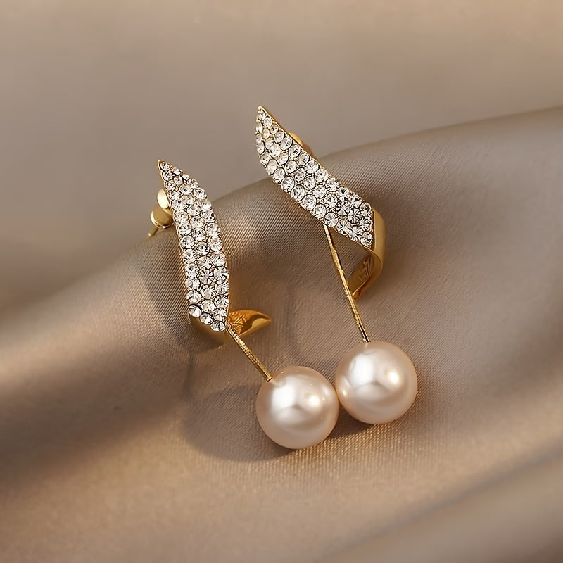 LARKSPUR | CRYSTAL PLUME PEARL EARRINGS