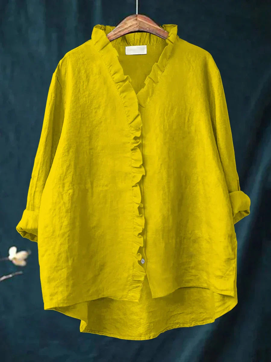 Lily | Casual Shirt with Ruffles in Cotton and Linen