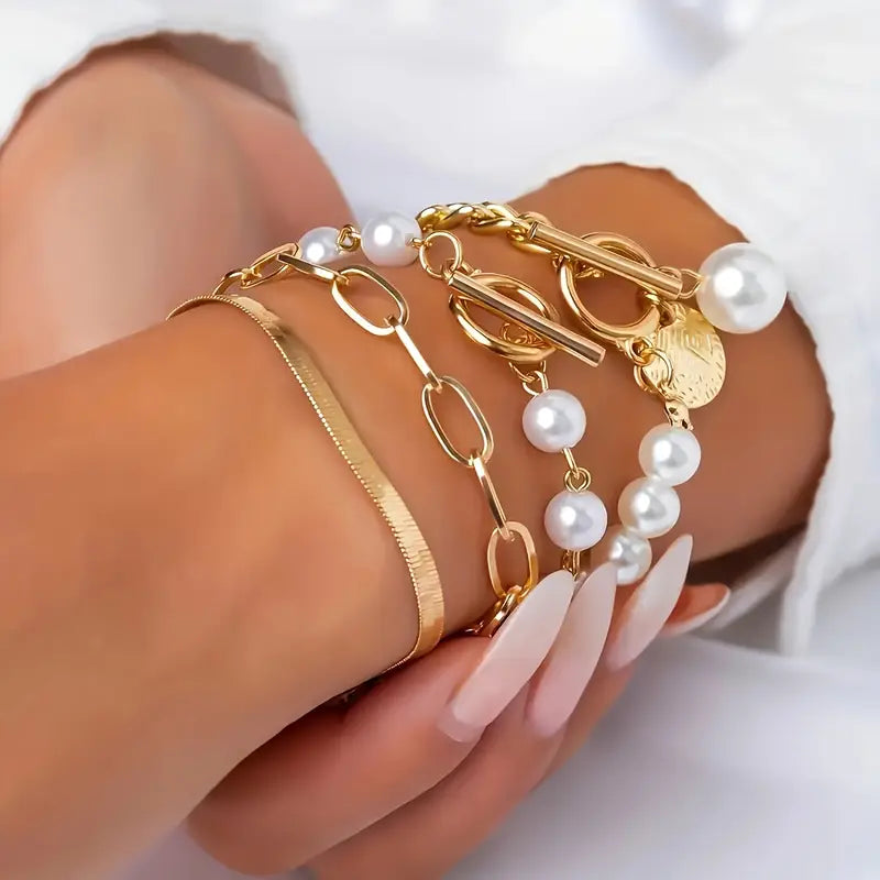AURÉLIE | LUXE LAYERED PEARL BRACELET SET