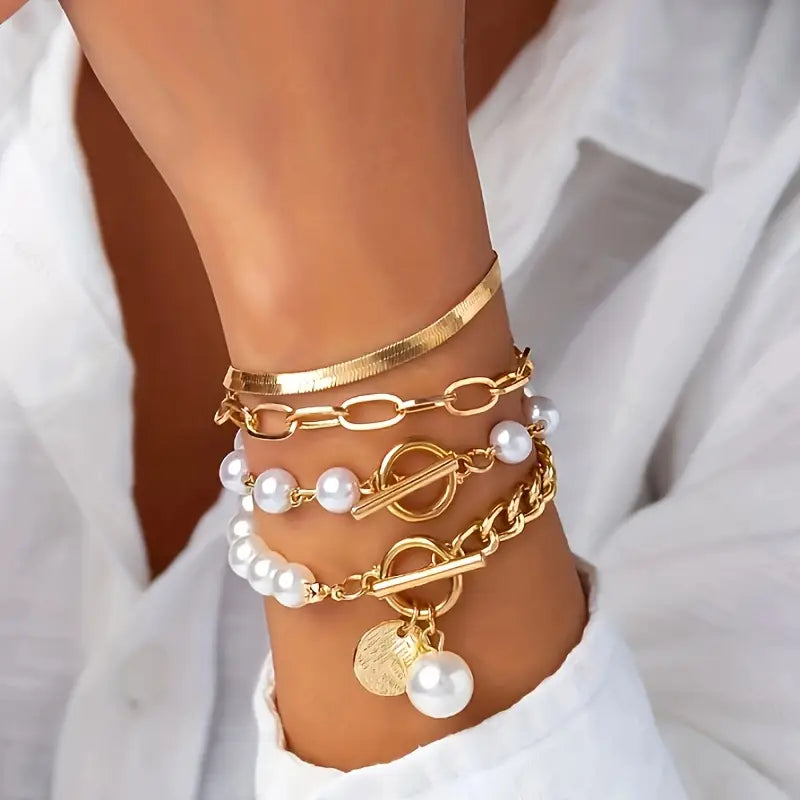 AURÉLIE | LUXE LAYERED PEARL BRACELET SET