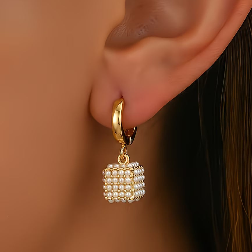 CUBELLA | PEARL CUBE EARRINGS