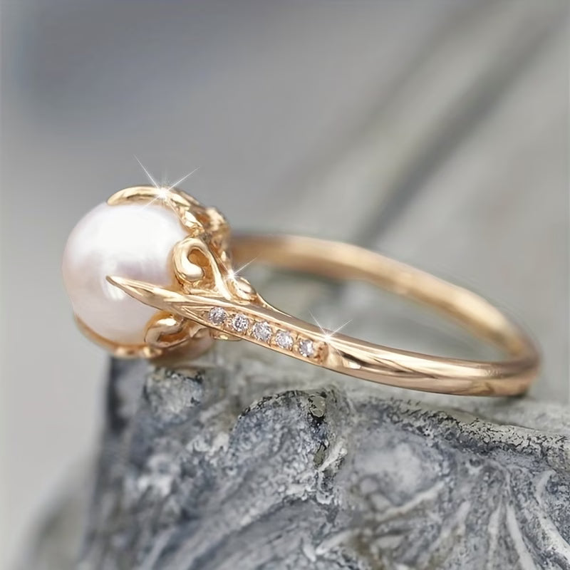 CRYSTELLA | DELICATE PEARL & CRYSTAL RING
