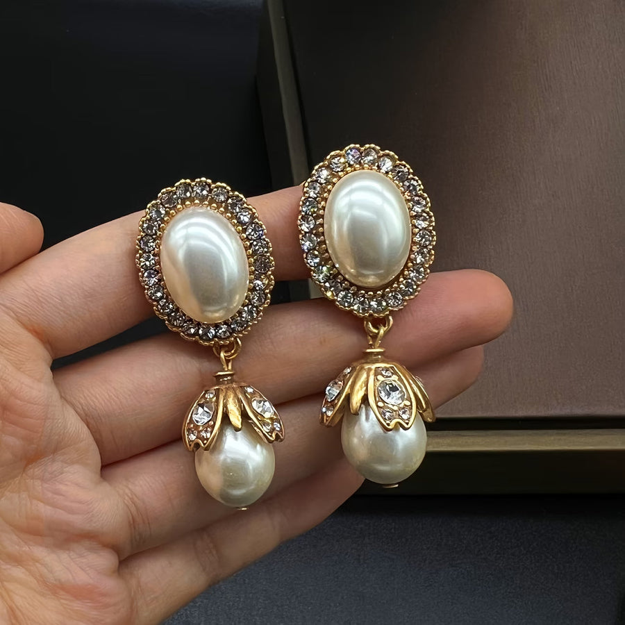 ELOISE | VINTAGE PEARL FRAME DROP EARRINGS