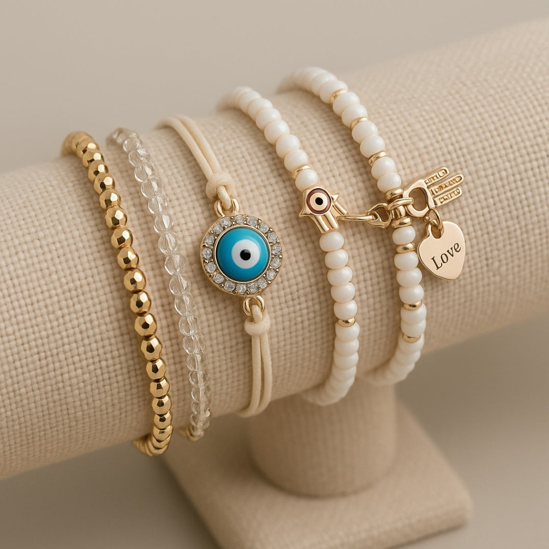 AMARA | ELEGANT GOLD HAMSA BRACELET BUNDLE