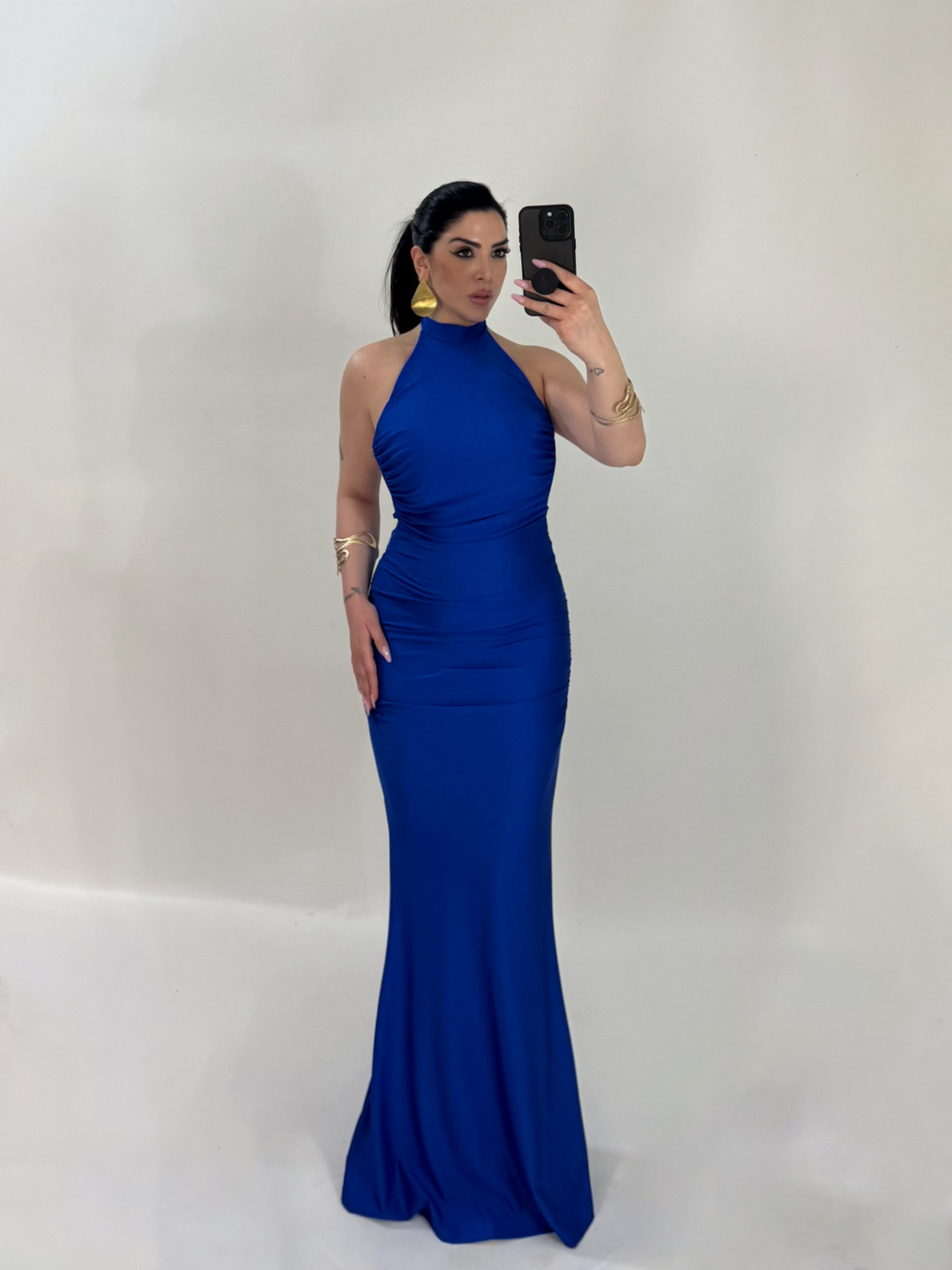 Mermaid-style long dress with back neckline “The Best”