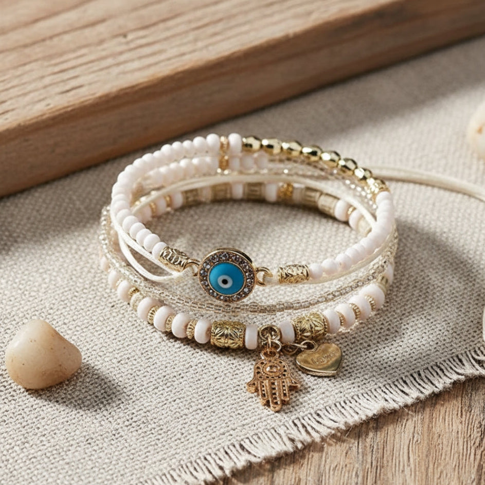 AMARA | ELEGANT GOLD HAMSA BRACELET BUNDLE