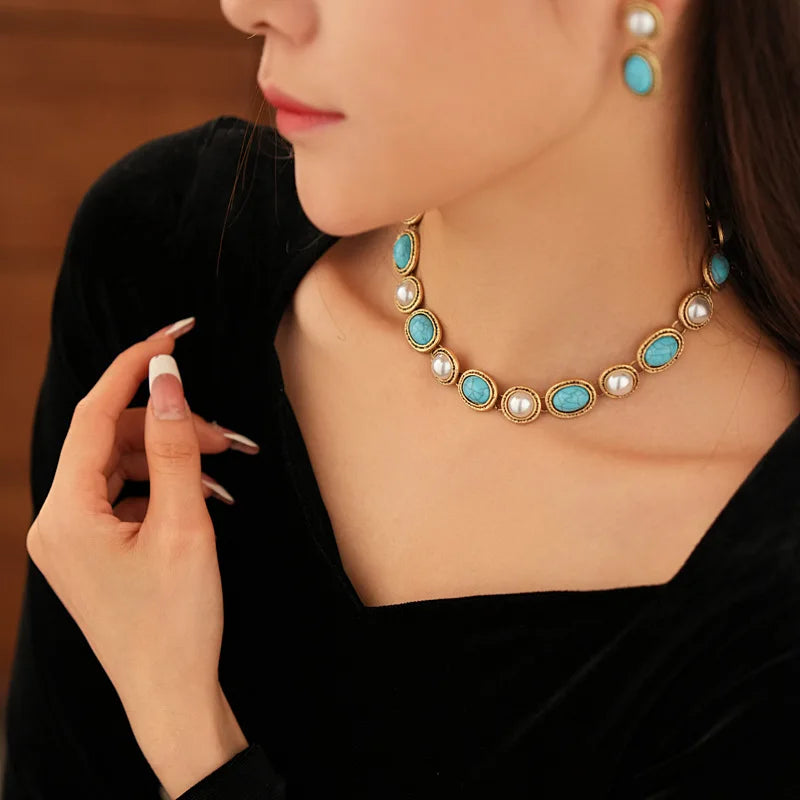 TURQUESSA | ANTIQUE TURQUOISE PEARL SET