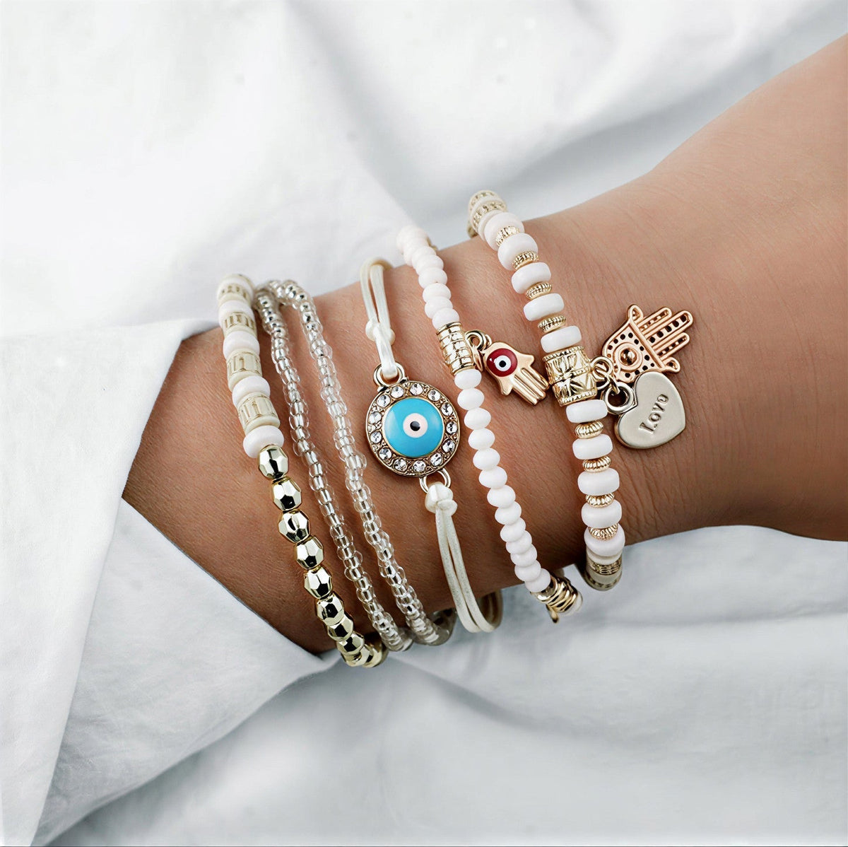 AMARA | ELEGANT GOLD HAMSA BRACELET BUNDLE
