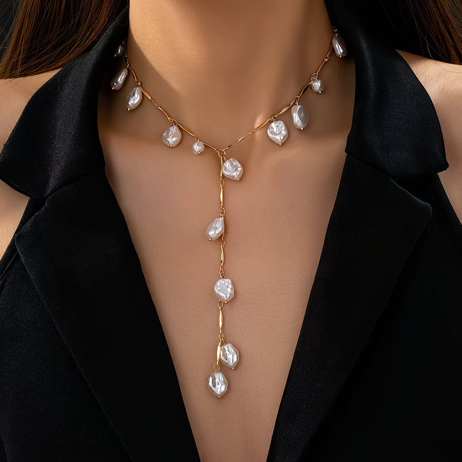 SELENE | MYSTICAL PEARL WATERFALL NECKLACE