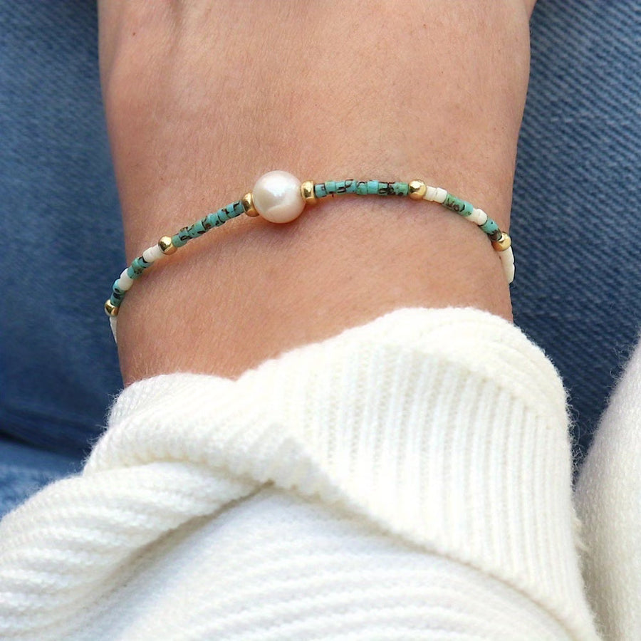 TESSA | MINIMAL TURQUOISE AND PEARL BRACELET