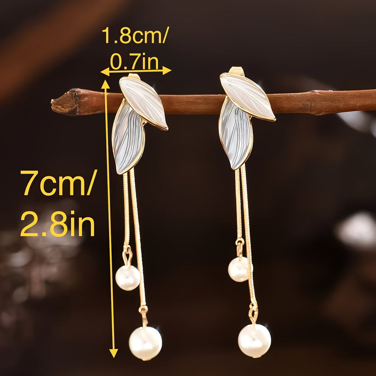 LORELEI | LONG PEARL LEAF EARRINGS
