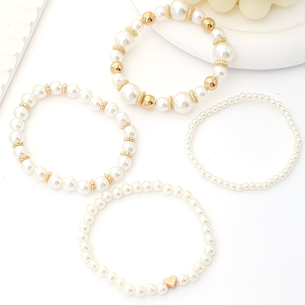 MARCELLA | PEARL STACKING BRACELET SET OF 4