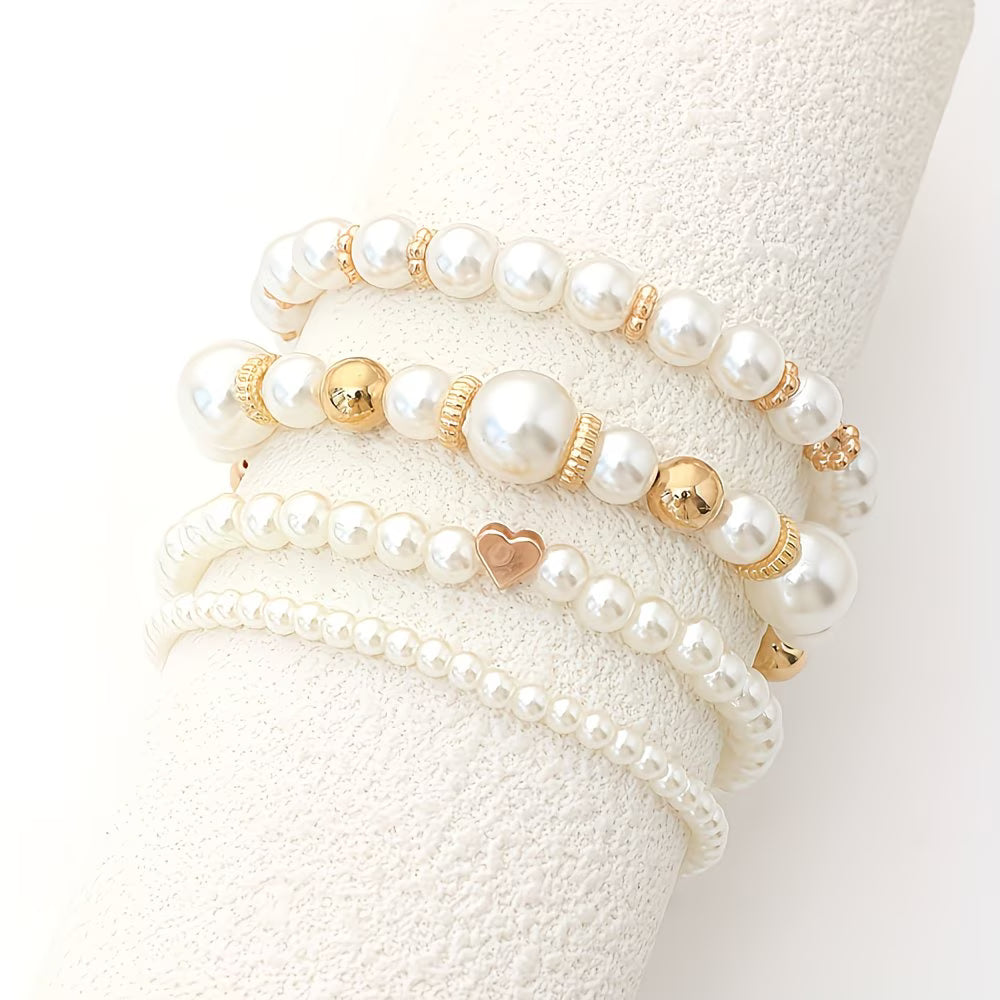 MARCELLA | PEARL STACKING BRACELET SET OF 4