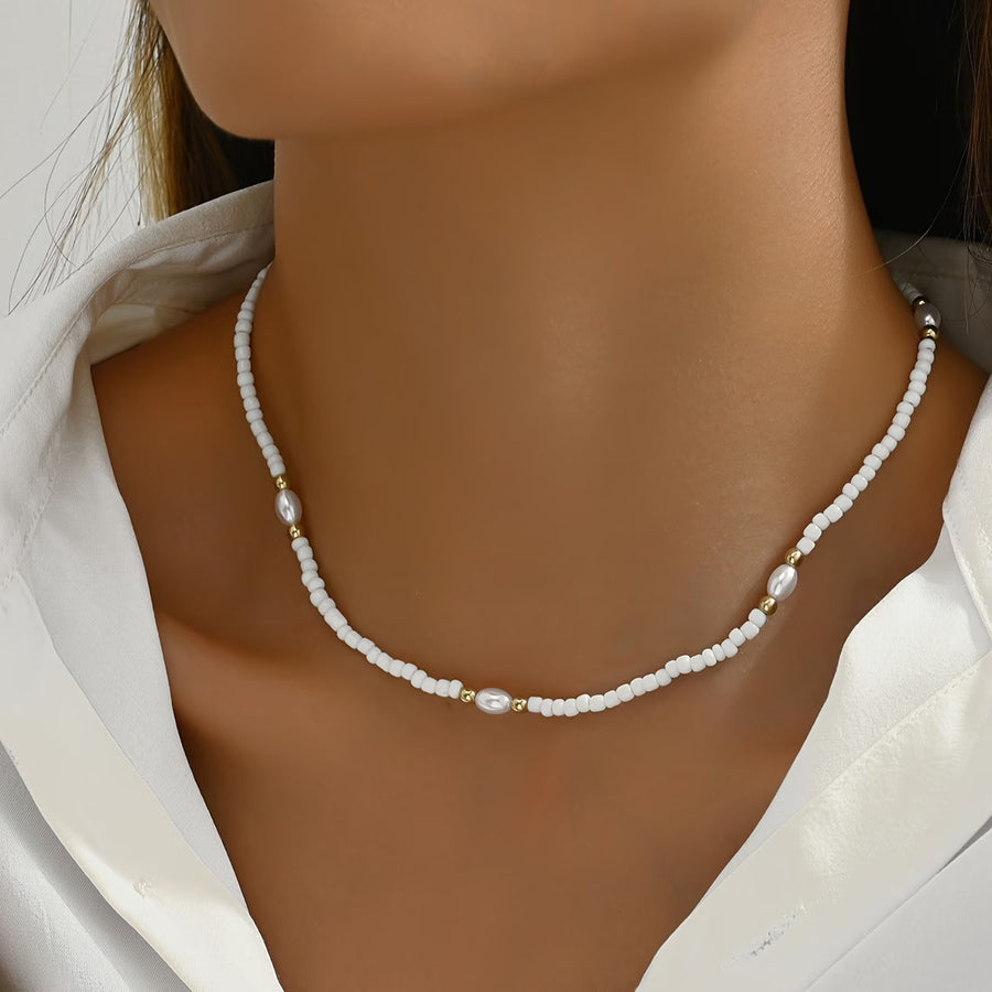 CLARA | DAINTY PEARL BEADED NECKLACE