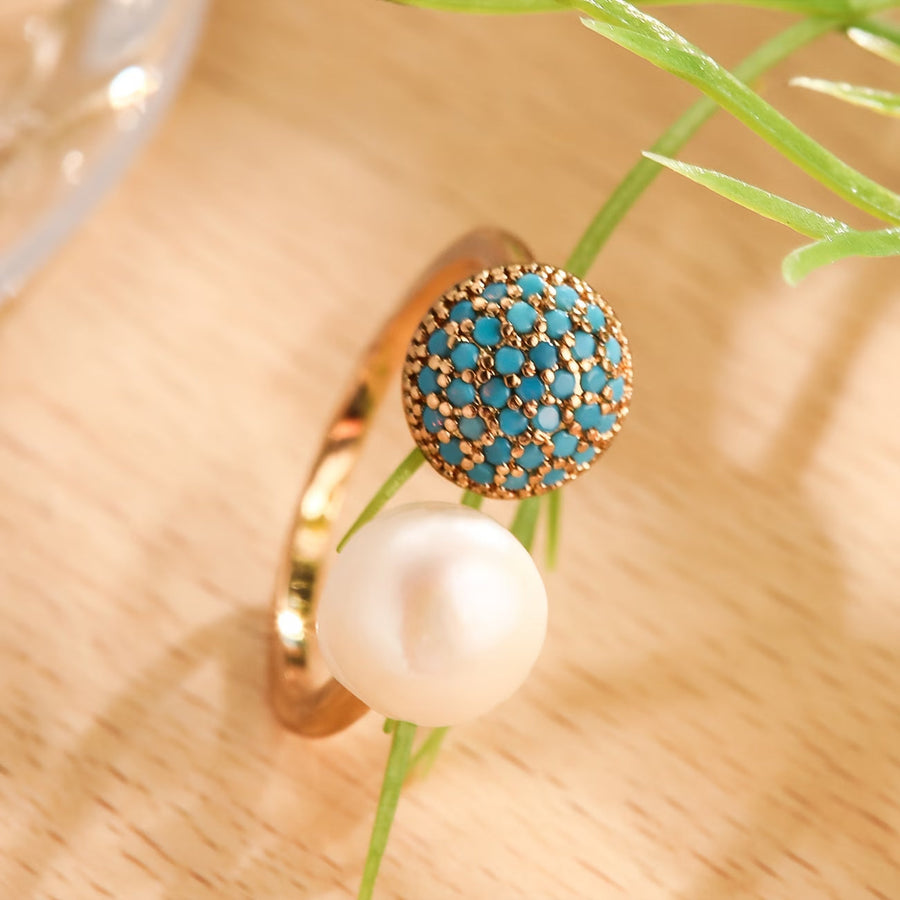 TALIA | PEARL AND TURQUOISE BEAUTY RING