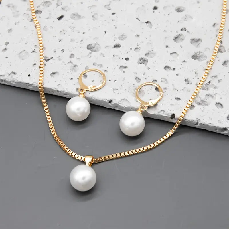 GRACELYN | ELEGANT GRACEFUL PEARL NECKLACE SET