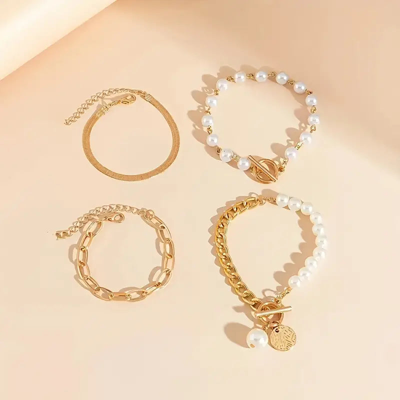 AURÉLIE | LUXE LAYERED PEARL BRACELET SET