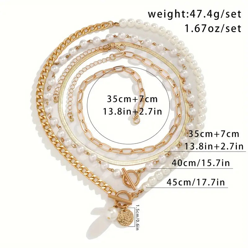 NOVARA | MODERN PEARL LAYERED NECKLACE SET