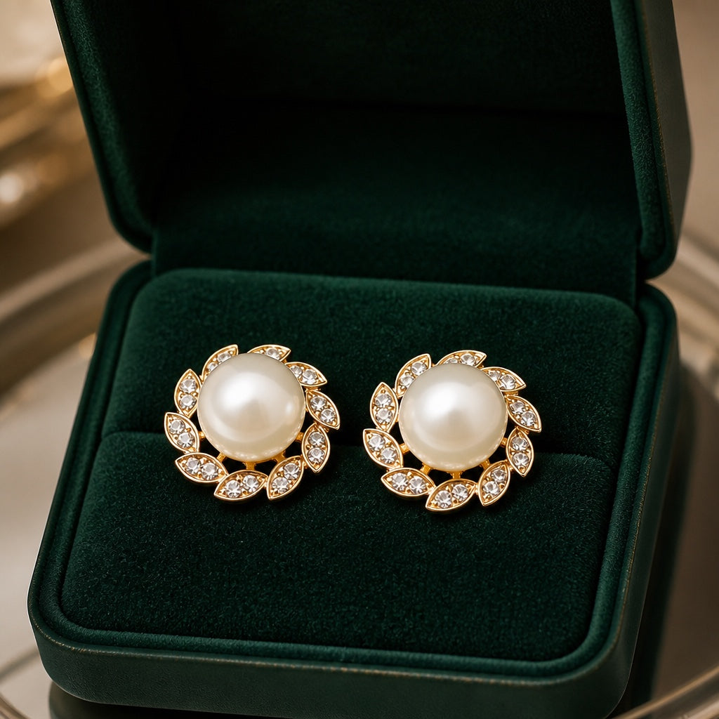 ARIA | ELEGANT PEARL LEAF EARRINGS
