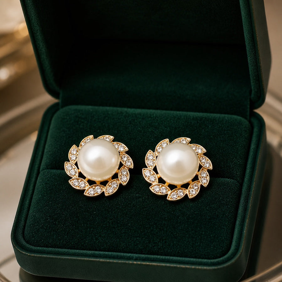 ARIA | ELEGANT PEARL LEAF EARRINGS
