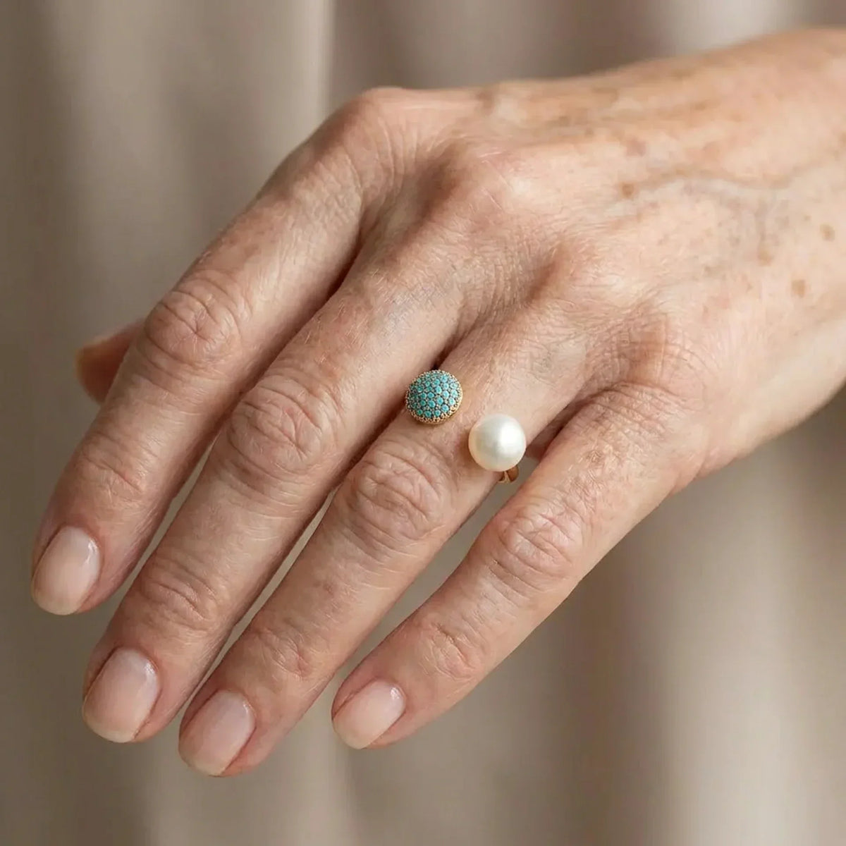 TALIA | PEARL AND TURQUOISE BEAUTY RING