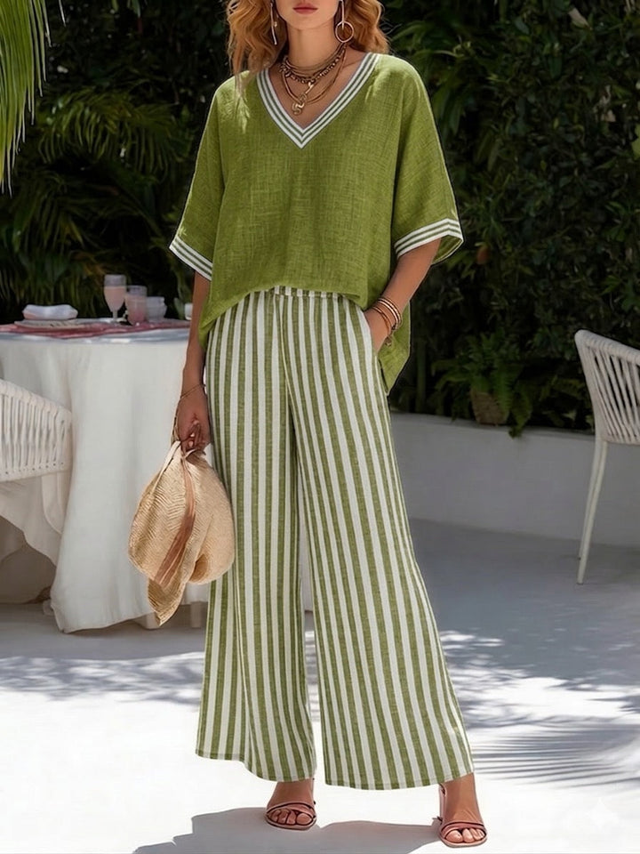 Kara | Striped Linen Cotton Two-Piece Set