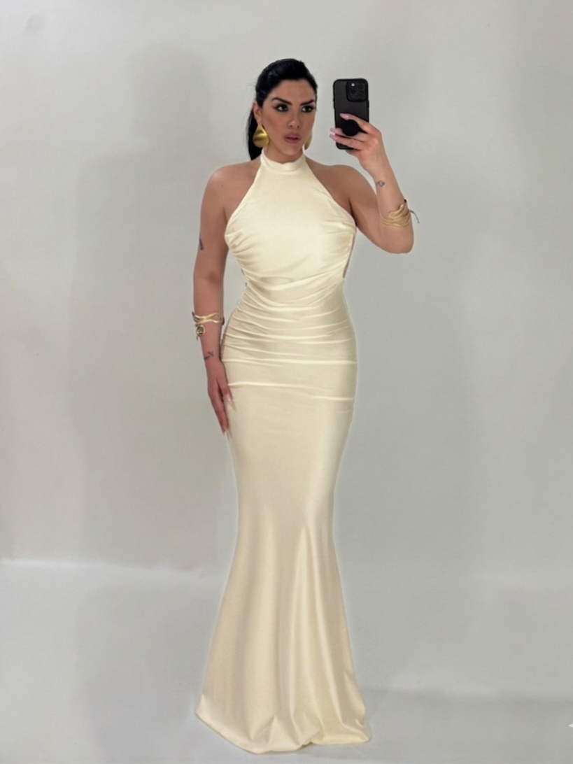 Mermaid-style long dress with back neckline “The Best”