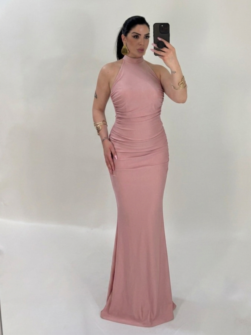 Mermaid-style long dress with back neckline “The Best”