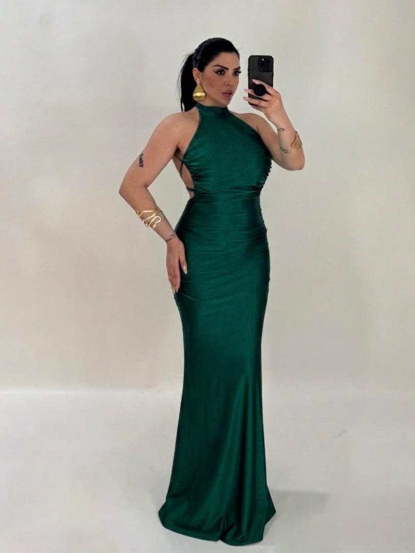 Mermaid-style long dress with back neckline “The Best”