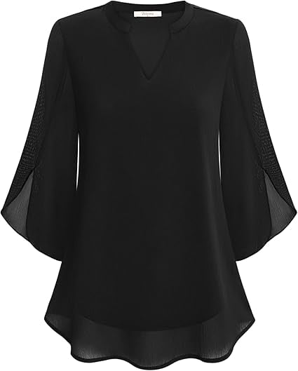 Claudia – Chiffon Georgette Blouse with V-Neck