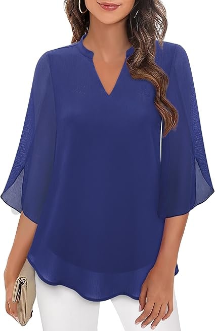 Claudia – Chiffon Georgette Blouse with V-Neck